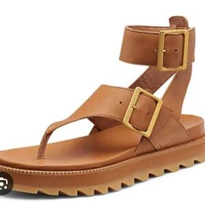 Brown Leather Sandals with Buckle
